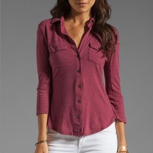 James Perse 3/4 sleeve Button Down Contrast Shirt 3